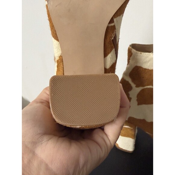 Steve Madden Cow Print Haircalf Leather Ankle Boots Pointed Toe Block Heel - Picture 11 of 12